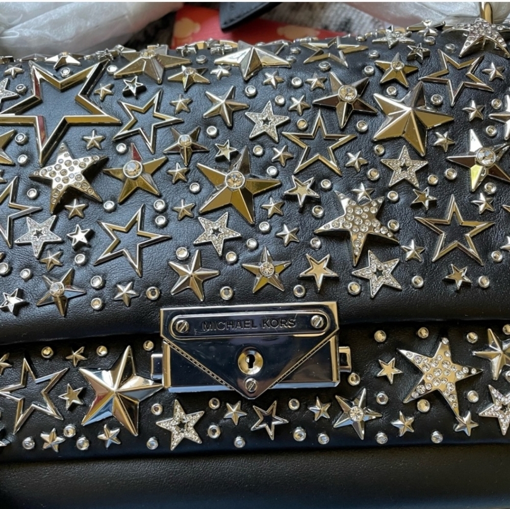 New Michael Kors Cece Medium Studded Leather Shoulder Bag